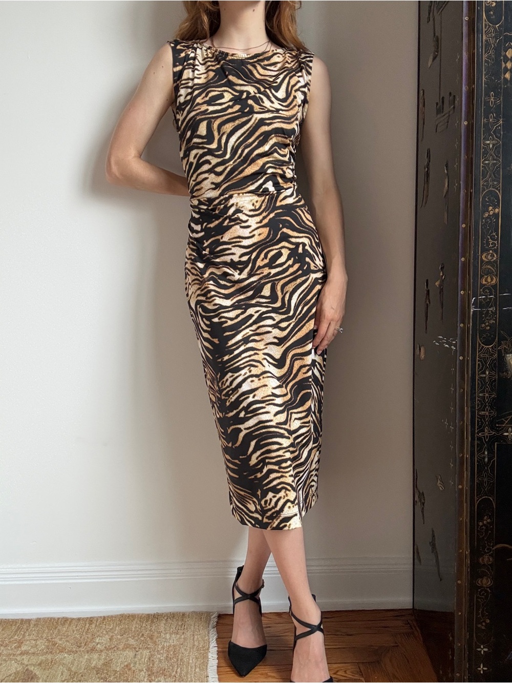 Rachel Comey "Medina" Tiger Print Sheath Dress — Size S